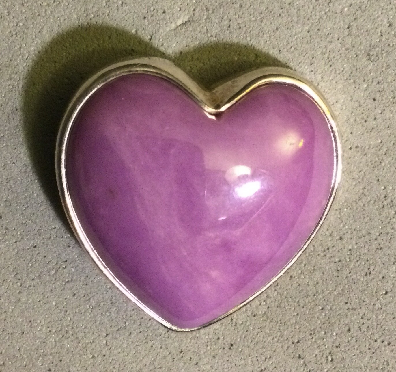 Phosphosiderite heart set in sterling silver