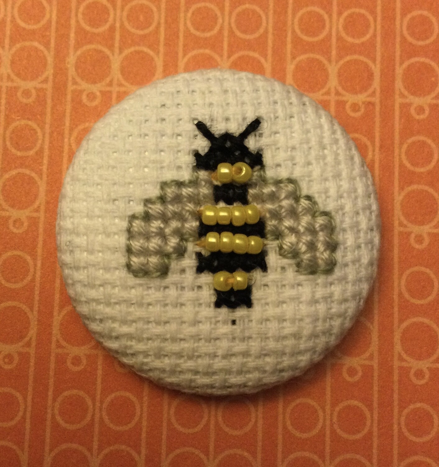 Cross Stitch Hand Work and Beaded Bee