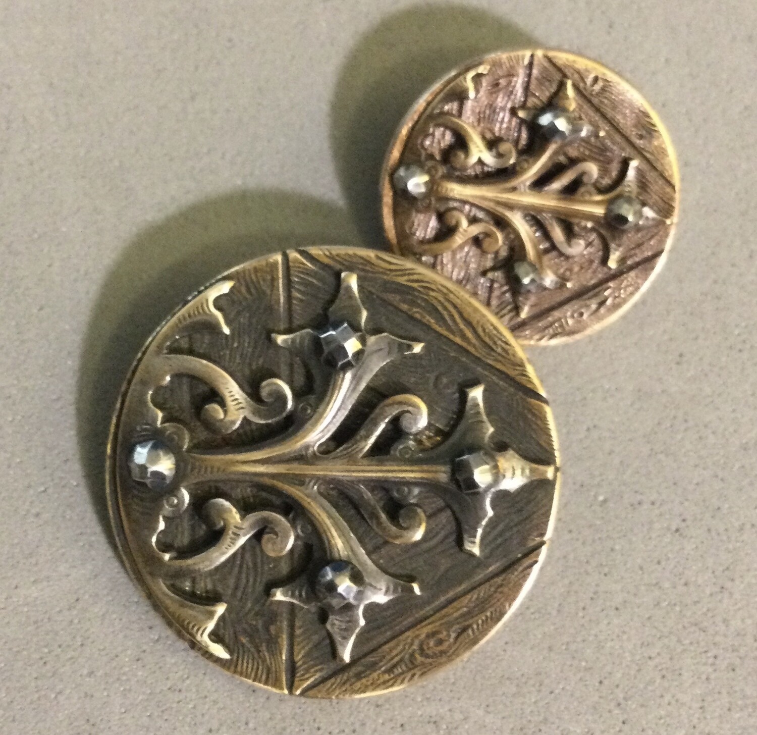 Pair Brass and Steel “Hardware” buttons