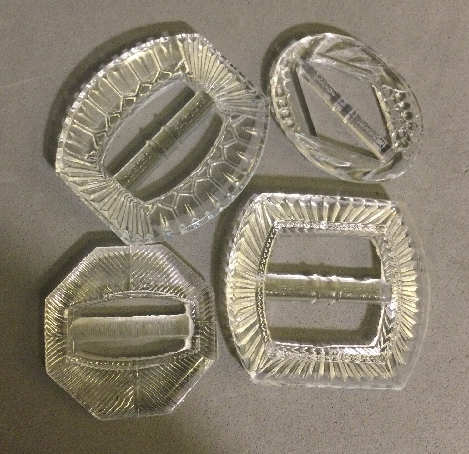 Four Clear Glass Slide Buckles