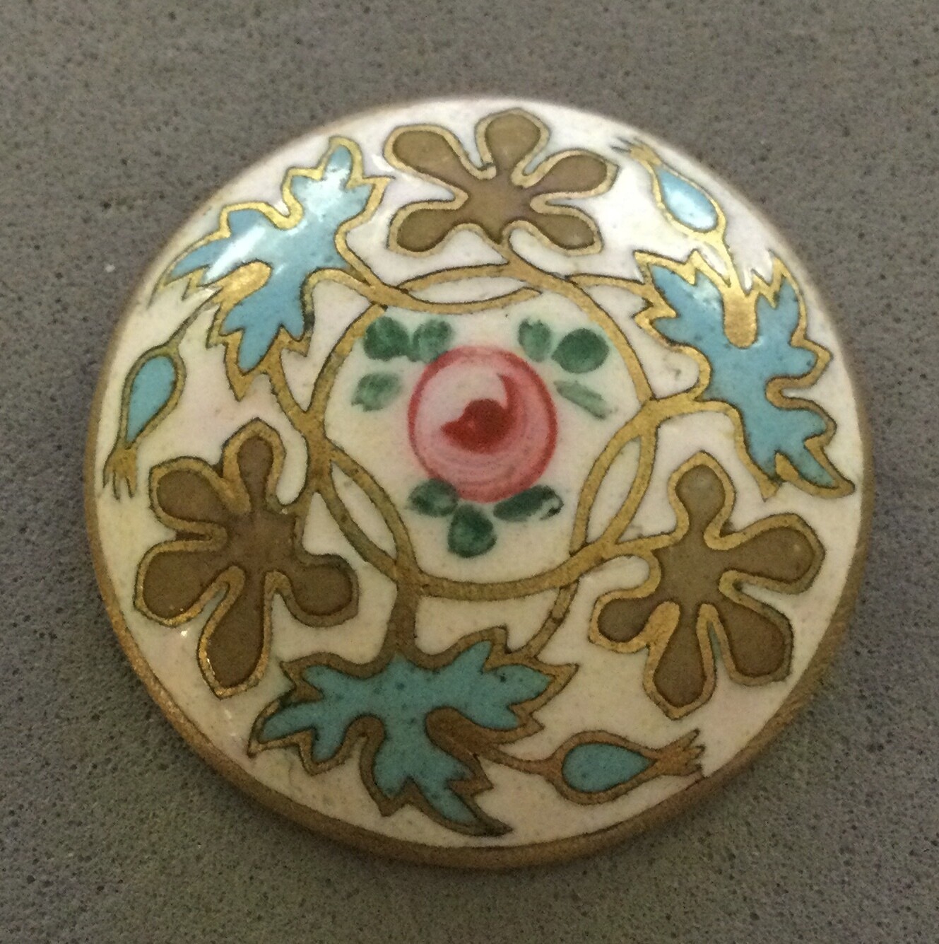 Champleve Enamel with Painted Rose