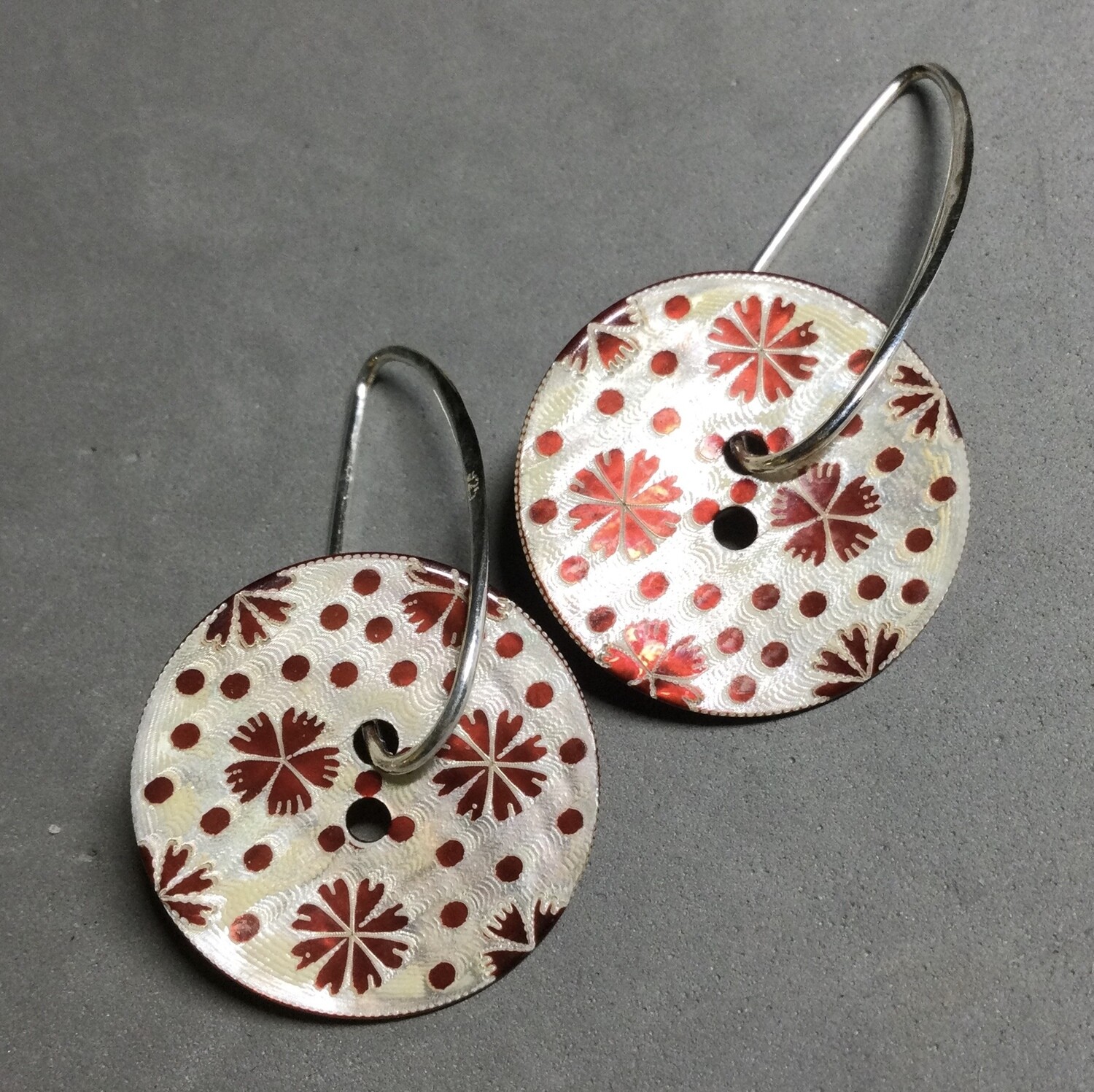 SILVER EARRING WIRES with INTERCHANGEABLE LASER ETCHED SHELL BUTTONS