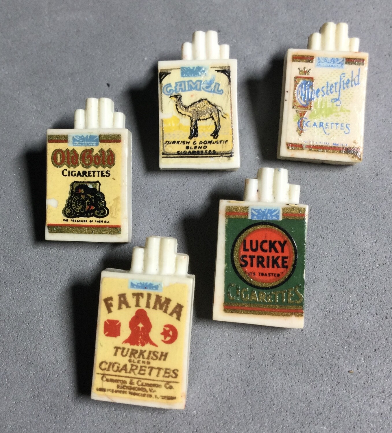Set of Five Vintage Plastic Cigarette Packs