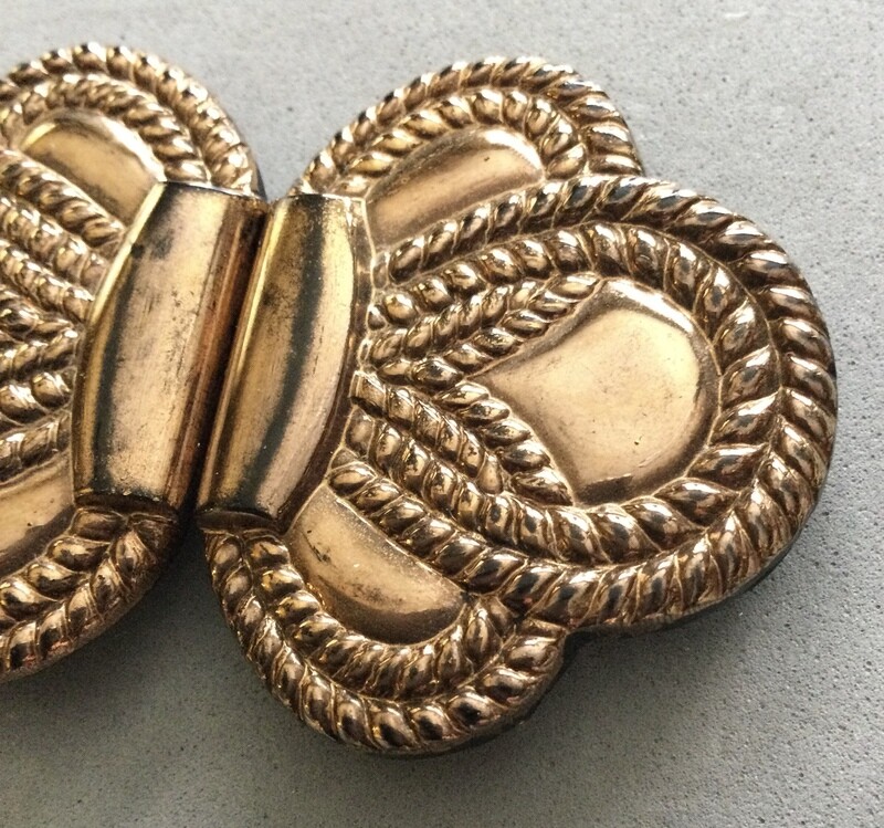 Gold-lustered Black Glass Two-part Buckle