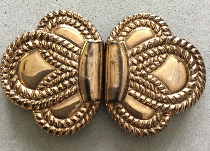 Gold-lustered Black Glass Two-part Buckle