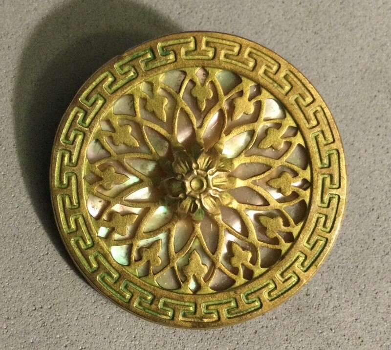 Openwork Brass, Iridescent Shell Background, Medium