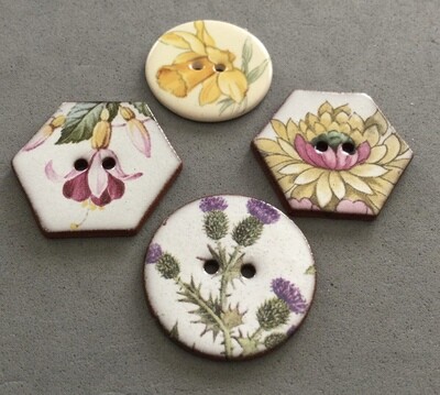 Contemporary English Ceramics, Daffodil, Fuchsia, Lotus, Thistle