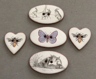 Contemporary English Ceramics, Rabbits, Butterfly, Bees, Foxes