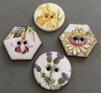 Contemporary English Ceramics, Daffodil, Fuchsia, Lotus, Thistle