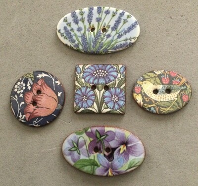 Contemporary English Ceramics, Lavender, William Morris Tulip, William de Morgan Bluets, William Morris Strawberry Thief, Violets
