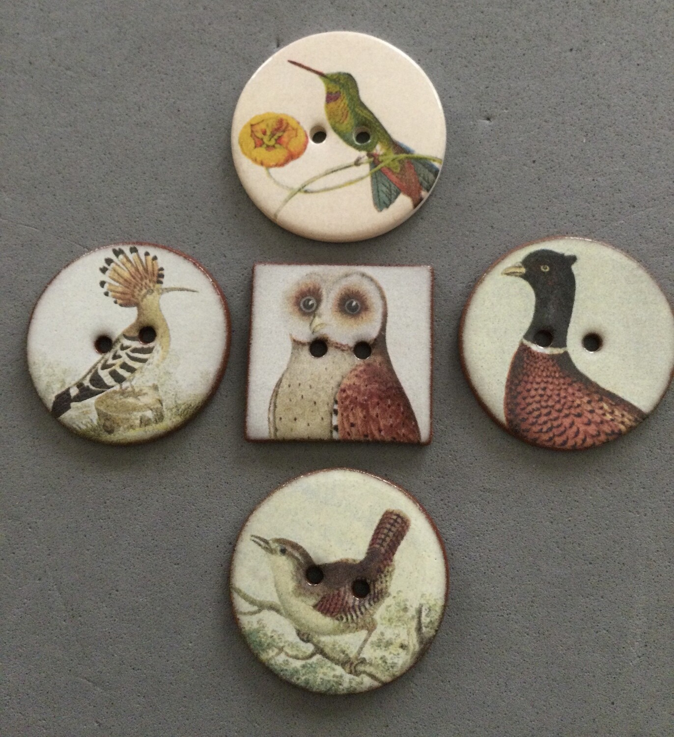 Contemporary English Ceramics, Hummingbird, Hoodoe, Owl, Pheasant, Wren