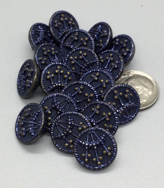 18 Matching Blue-tinted Victorian Buttons