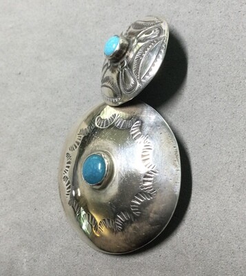 TWO NATIVE AMERICAN SILVER WITH TURQUOISE, Medium