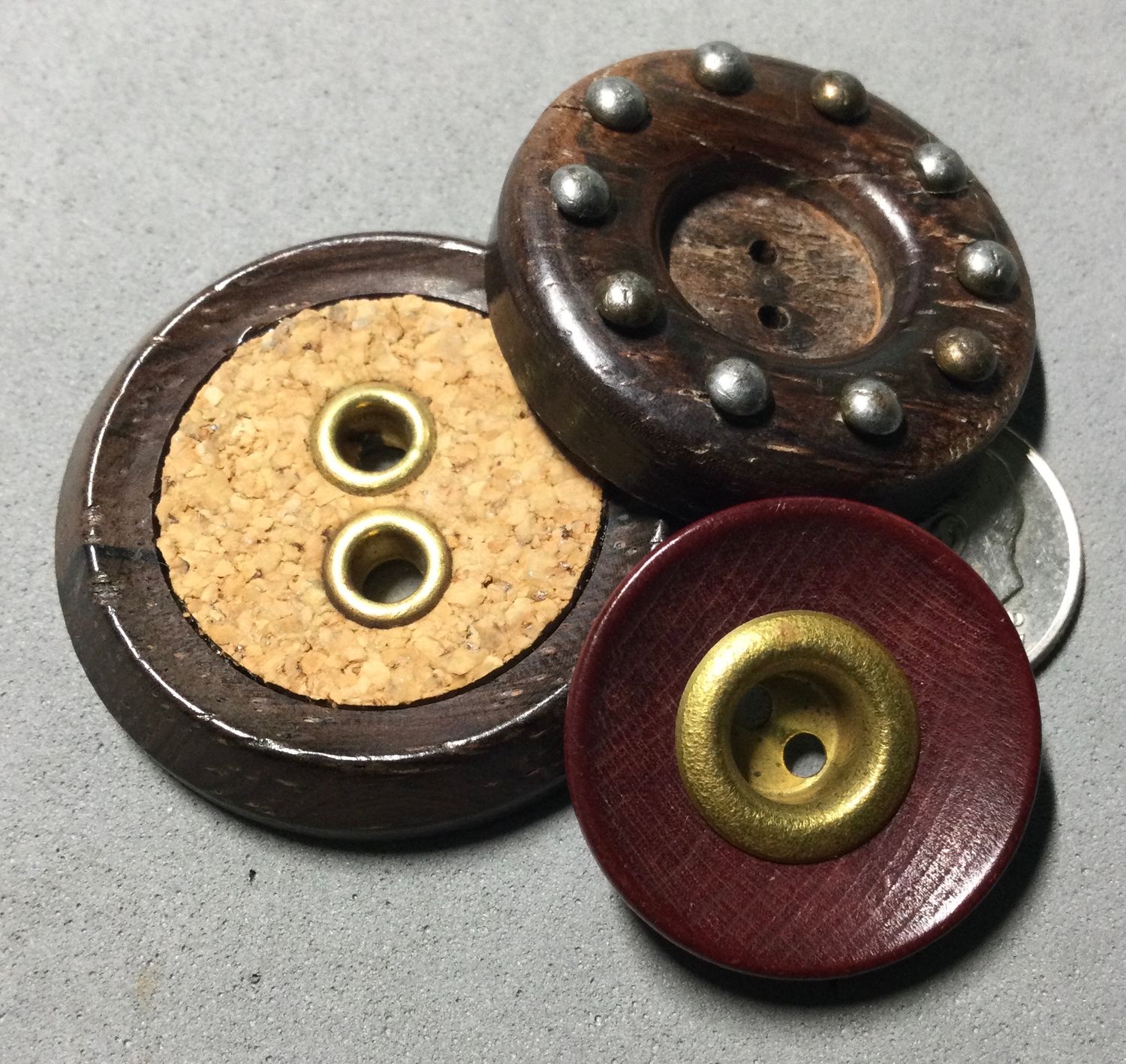 THREE WOOD BUTTONS