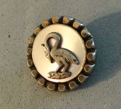 STEEL CUP with SHELL BACKGROUND and SHAPED STEEL BIRD, SMALL