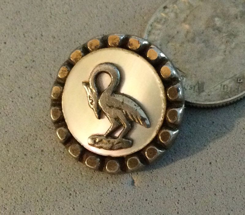 STEEL CUP with SHELL BACKGROUND and SHAPED STEEL BIRD, SMALL