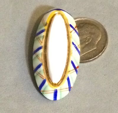 Hand-painted glass oval, 4-way box shank, large
