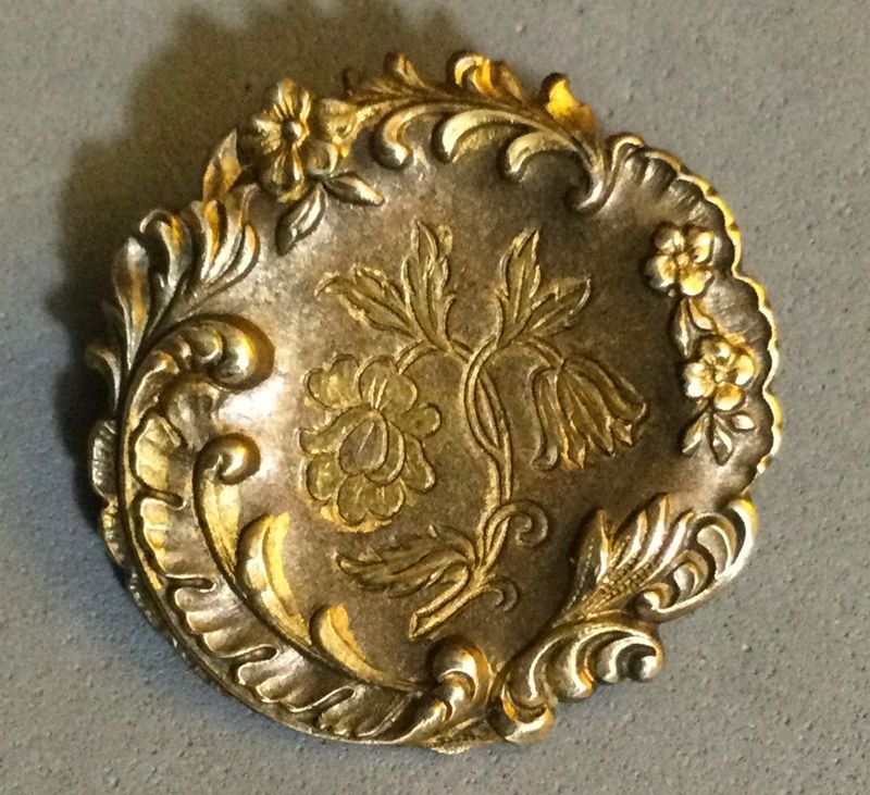 STAMPED BRASS FLORAL with ROCOCO BORDER, Medium