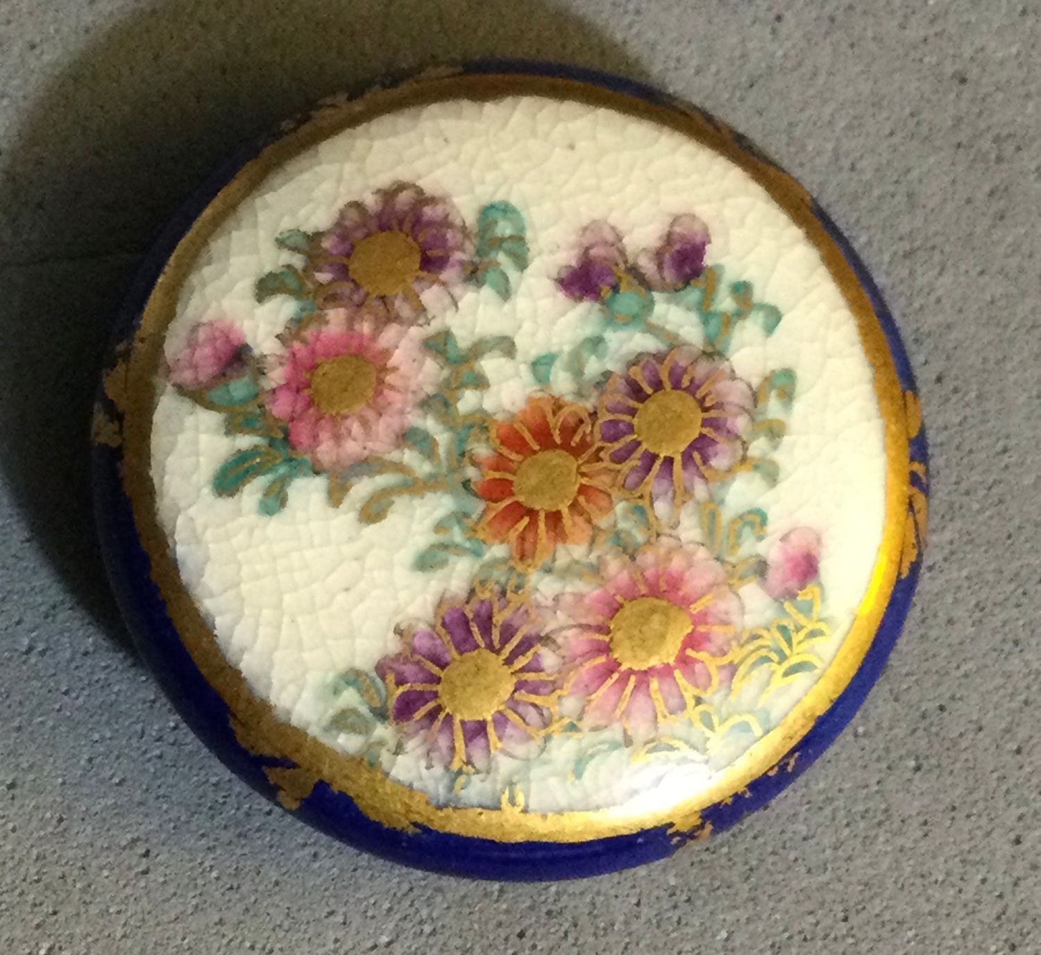 Floral Satsuma, Cobalt Reverse, Medium