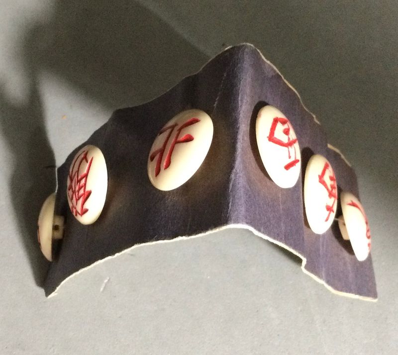 Set of SIX CARVED &amp; INKED BONE MAHJONG BUTTONS