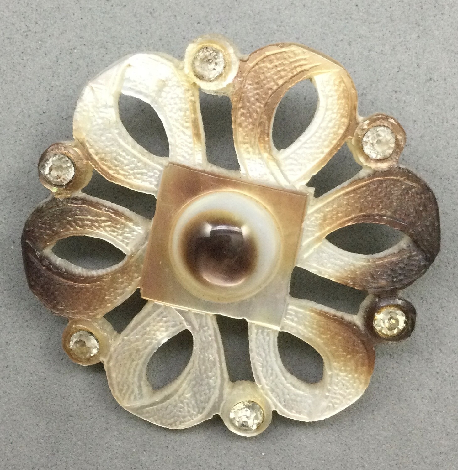 Large Carved Open Work Tahitian Shell with Paste
