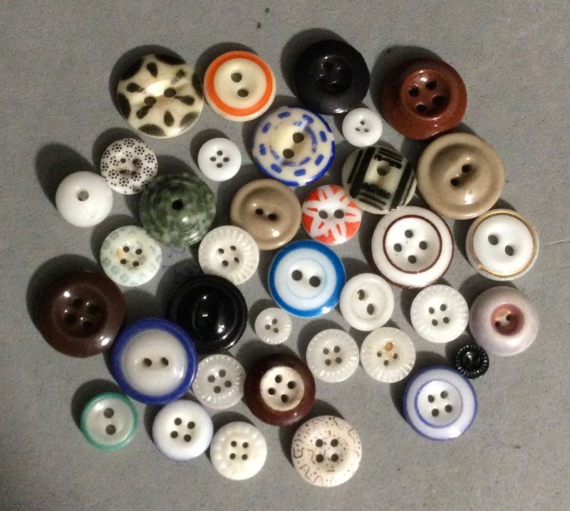36 CHINA BUTTONS, including 4 dimi