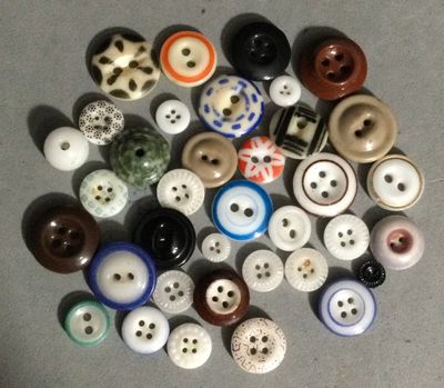 36 CHINA BUTTONS, including 4 dimi