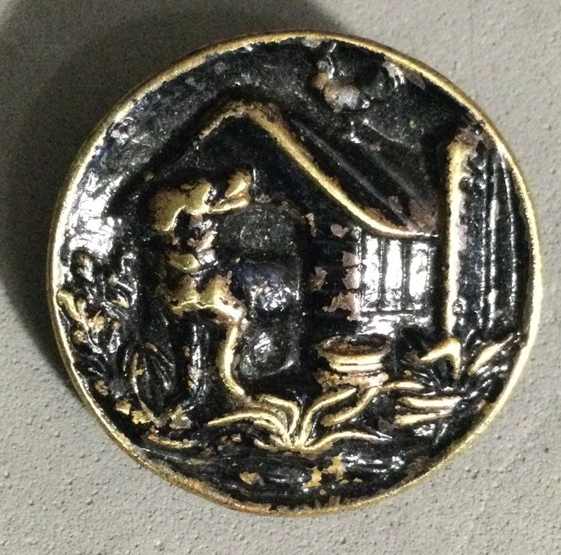 Dog, Doghouse and Bowl with Rooster