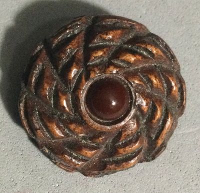 CARVED WOOD with BAKELITE CENTER, MEDIUM