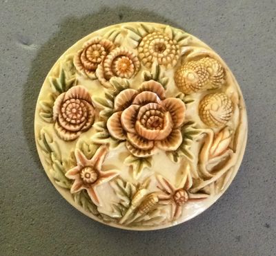 CONTEMPORARY “NATURAL MATERIAL” CARVED FLORAL, LARGE