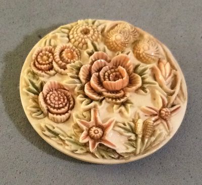 CONTEMPORARY “NATURAL MATERIAL” CARVED FLORAL, LARGE