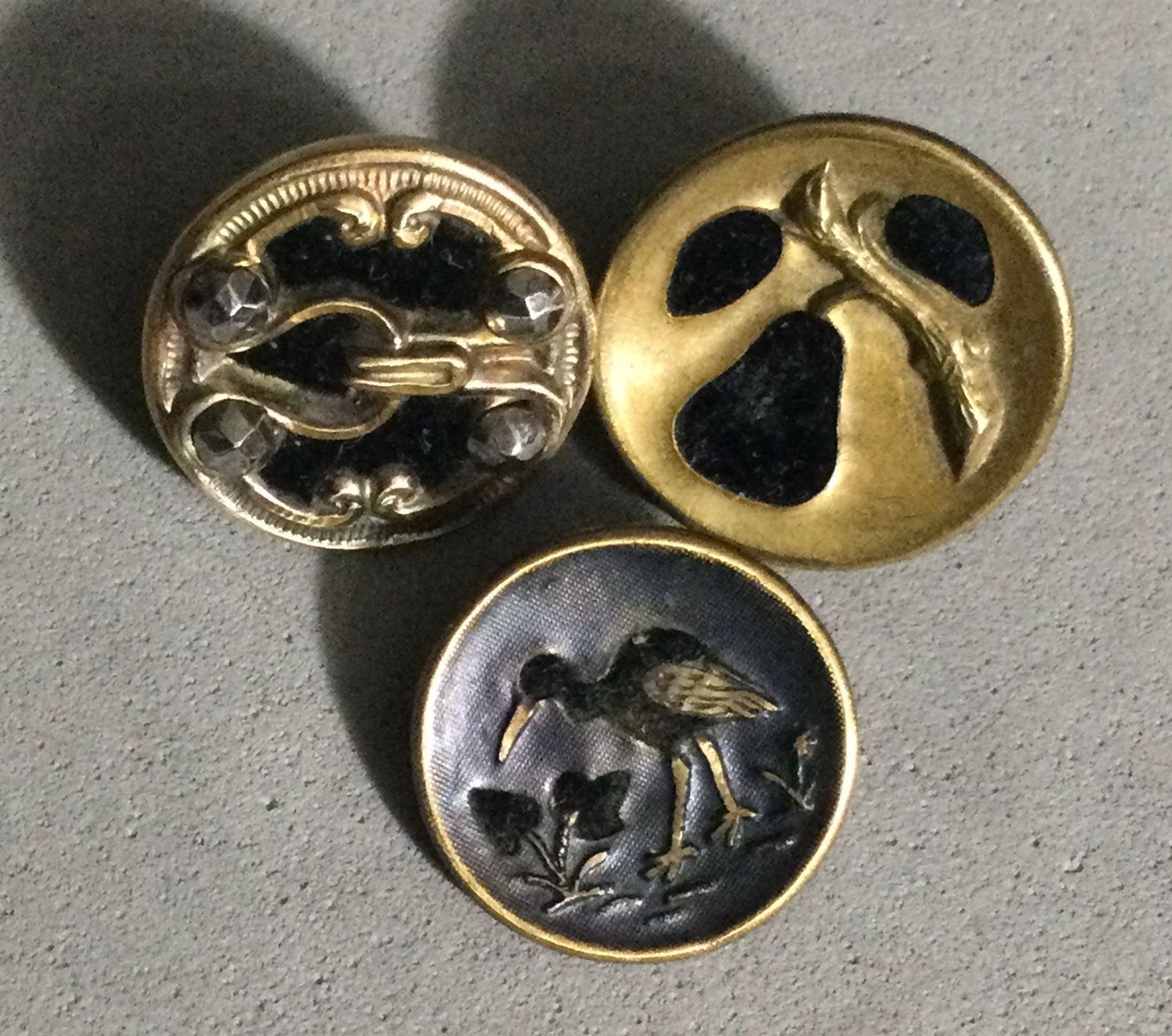 Three Fabric background buttons, Small