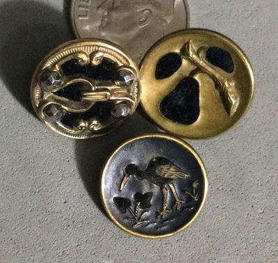 Three Fabric background buttons, Small
