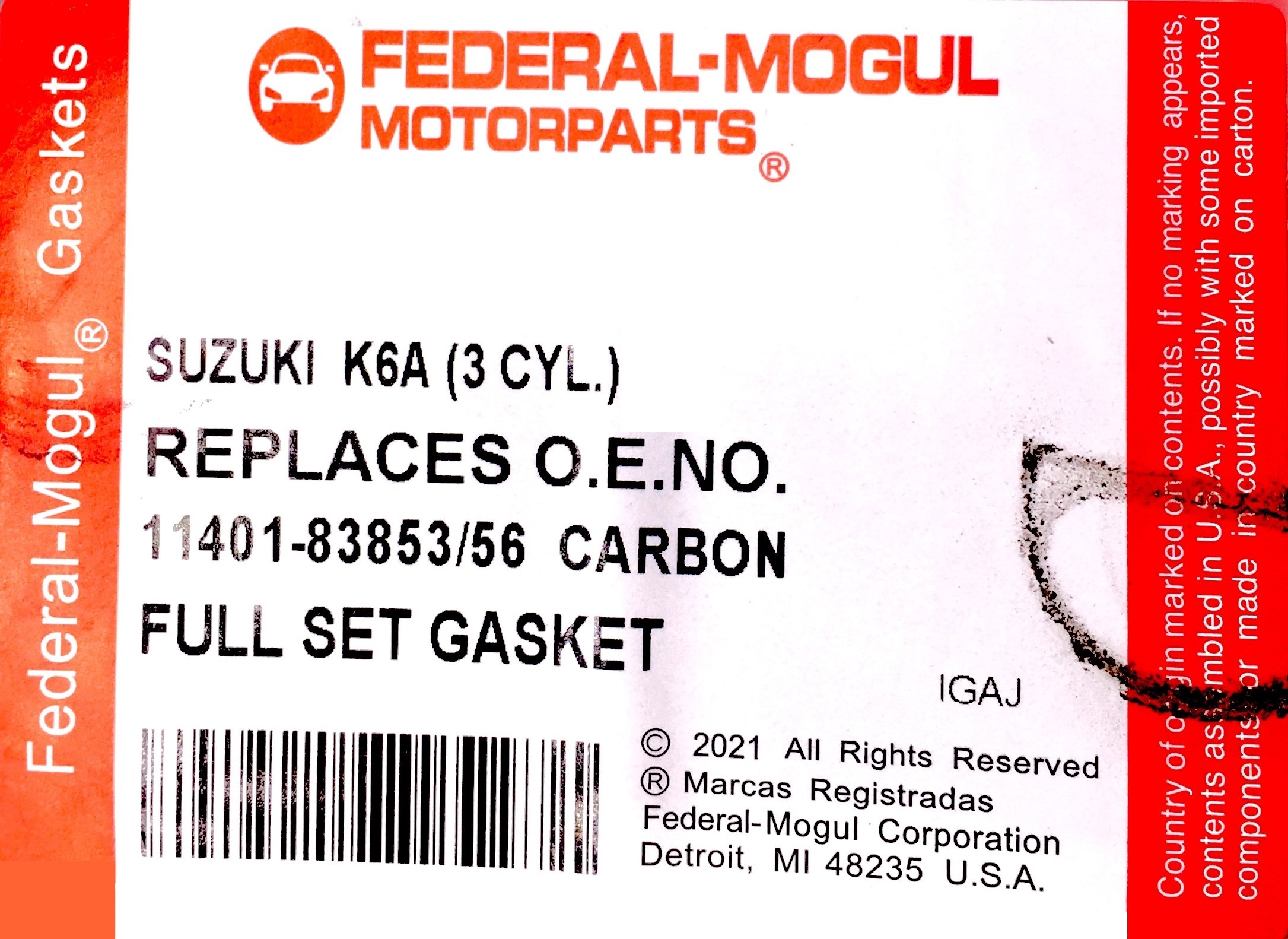 Engine Overhaul Gasket Suzuki K6A Overhaul Gasket DA63T Carry