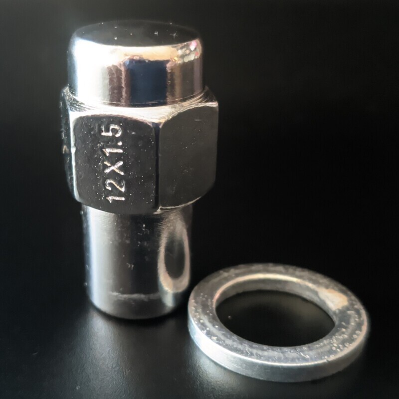 Chrome Hub Nut With Washer M12 Fits Toyota 12 MM 1.5 Pitch Wheel Stud