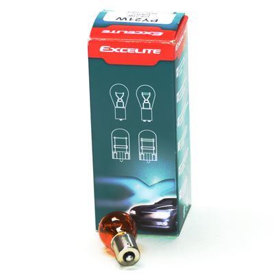 Excelite Turn Signal Light Bulb 12V 21W Single Contact Amber Fits BAU15s Cars Trucks Motorcycles