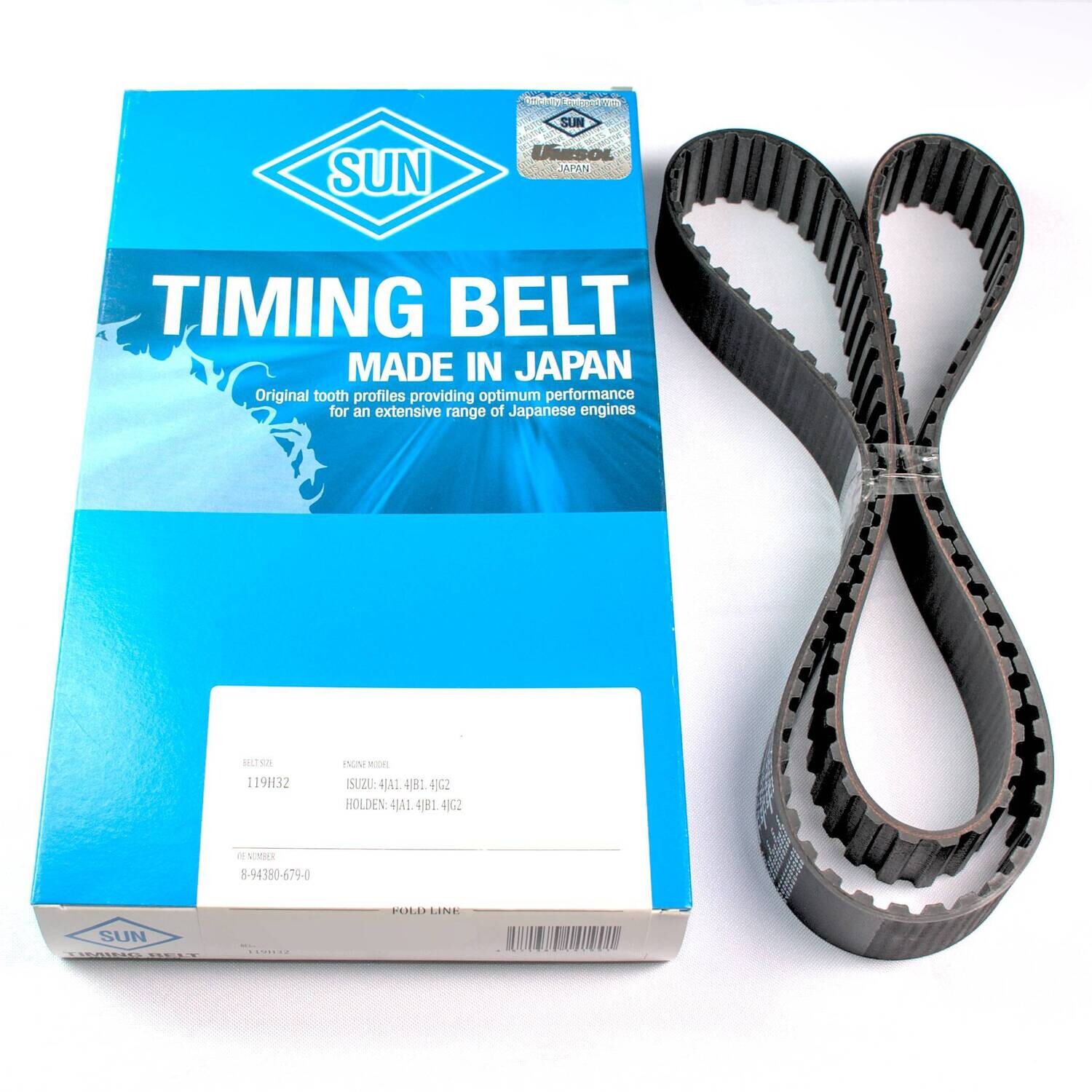 Sun 119x32 mm Timing Belt Square Fits Isuzu Holden Jackaroo Rodeo Big Horn Elf 4JA1 4JB1 4JG2
