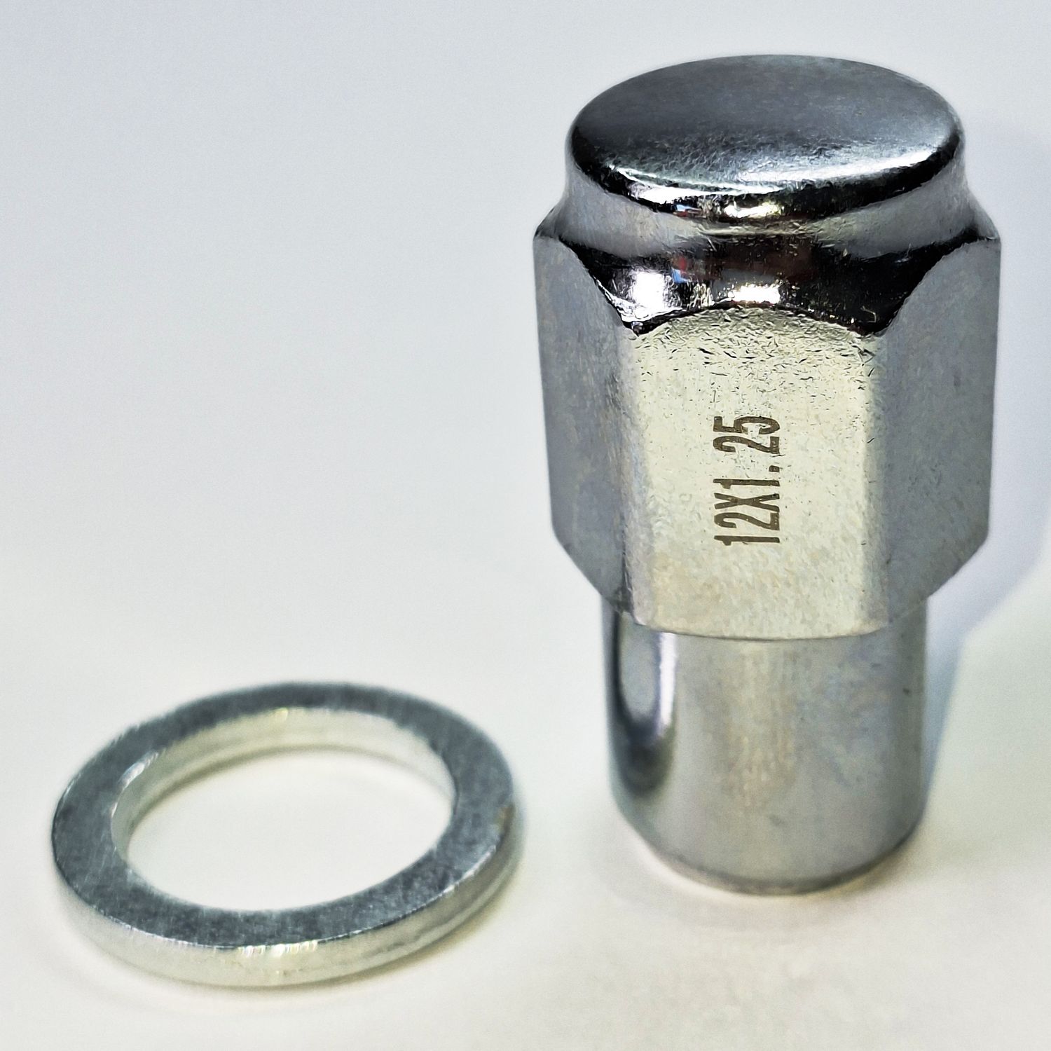 Chrome Hub Nut With Washer M12 Fits Nissan 12 MM 1.25 Pitch Wheel Stud