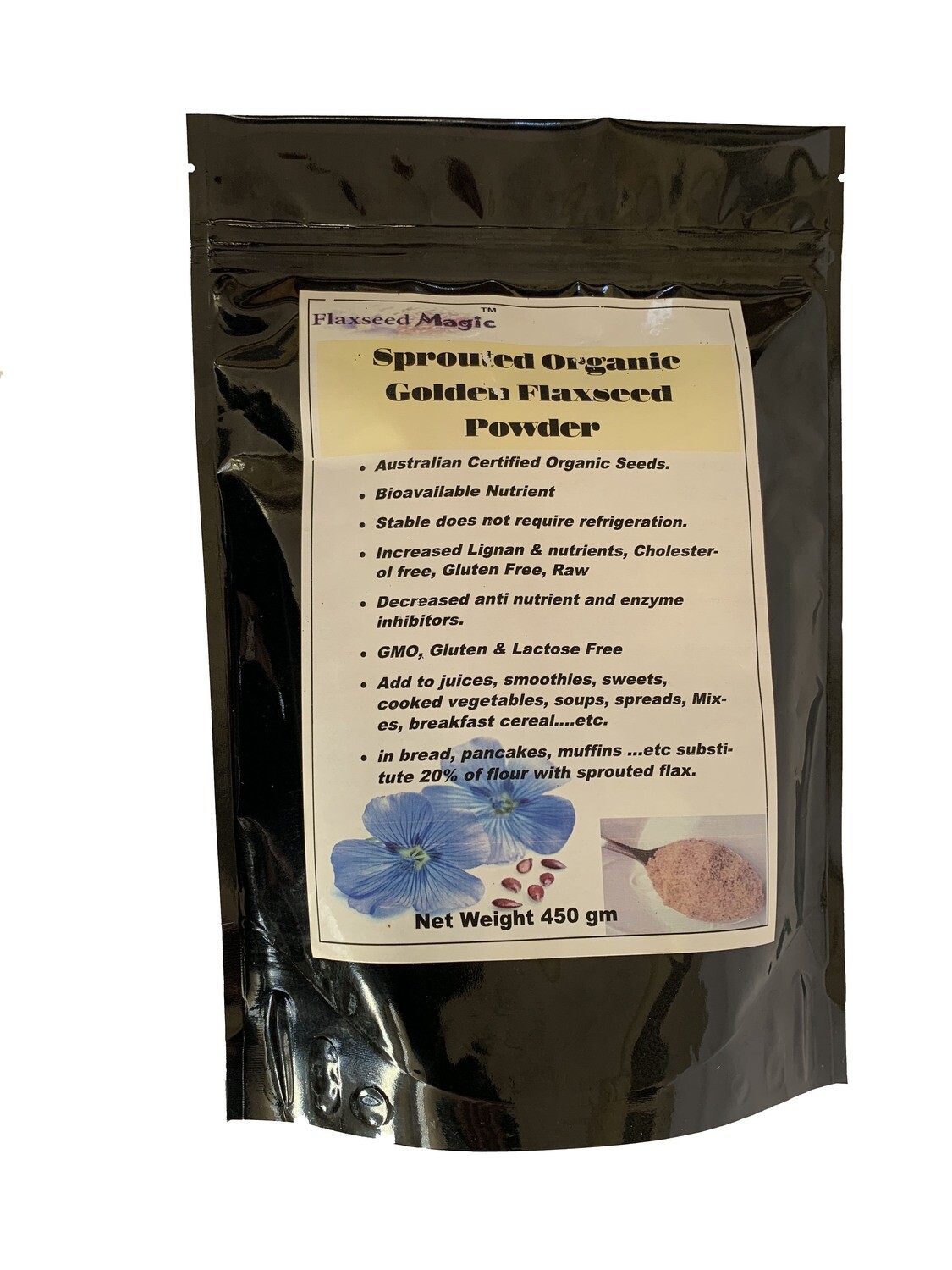 FLAXSEED MAGIC Sprouted Golden Flaxseed Powder The Master of Superfoods, net weight 450 gm 

 In stock
1 option‍
