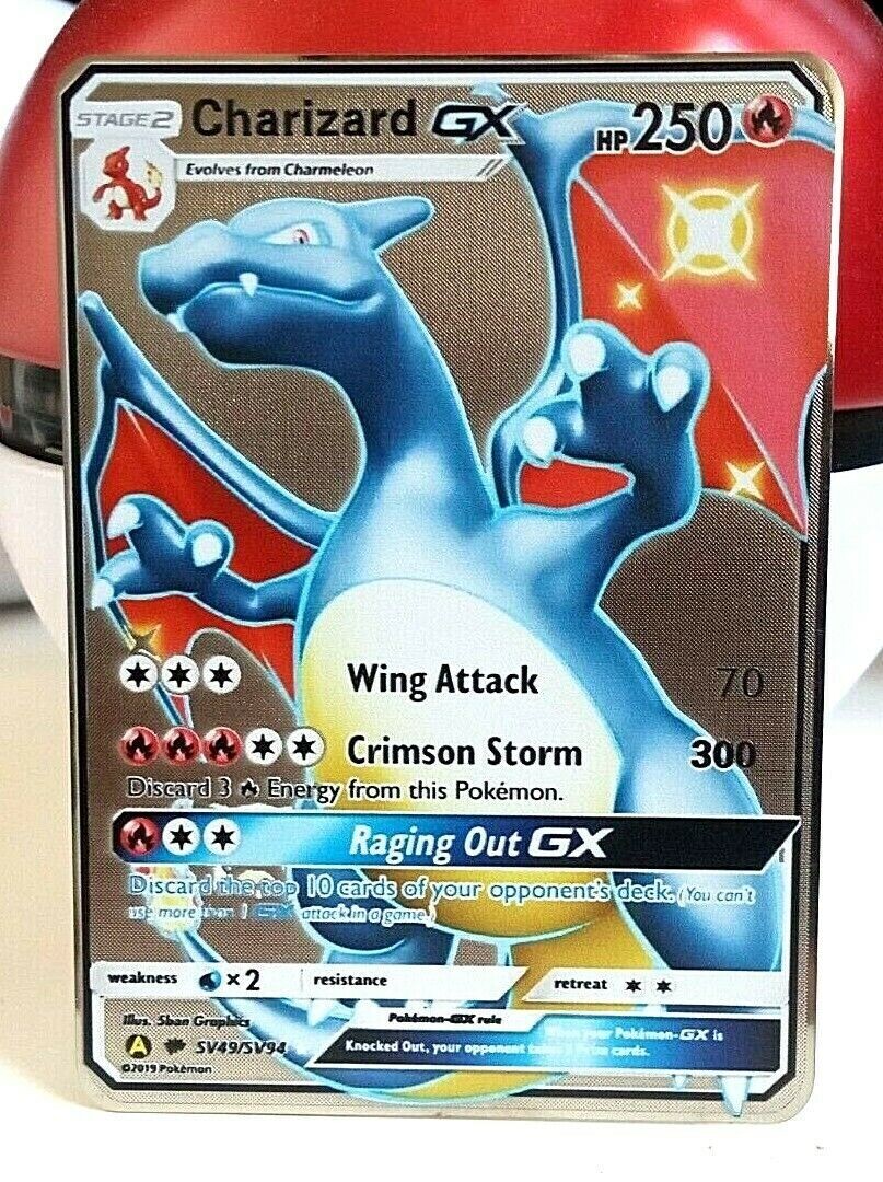 ⭐Carte Pokemon Dracaufeu Charizard GX Gold metal⭐