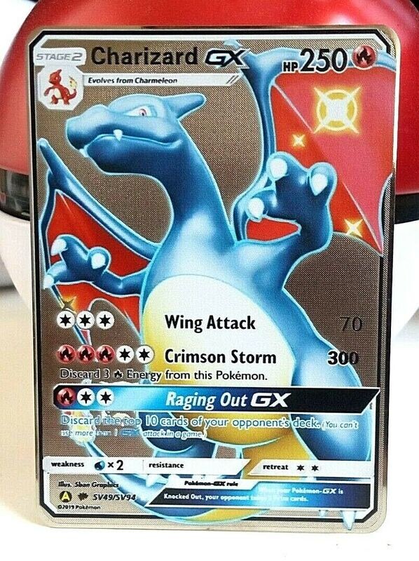 ⭐Carte Pokemon Dracaufeu Charizard GX Gold metal⭐