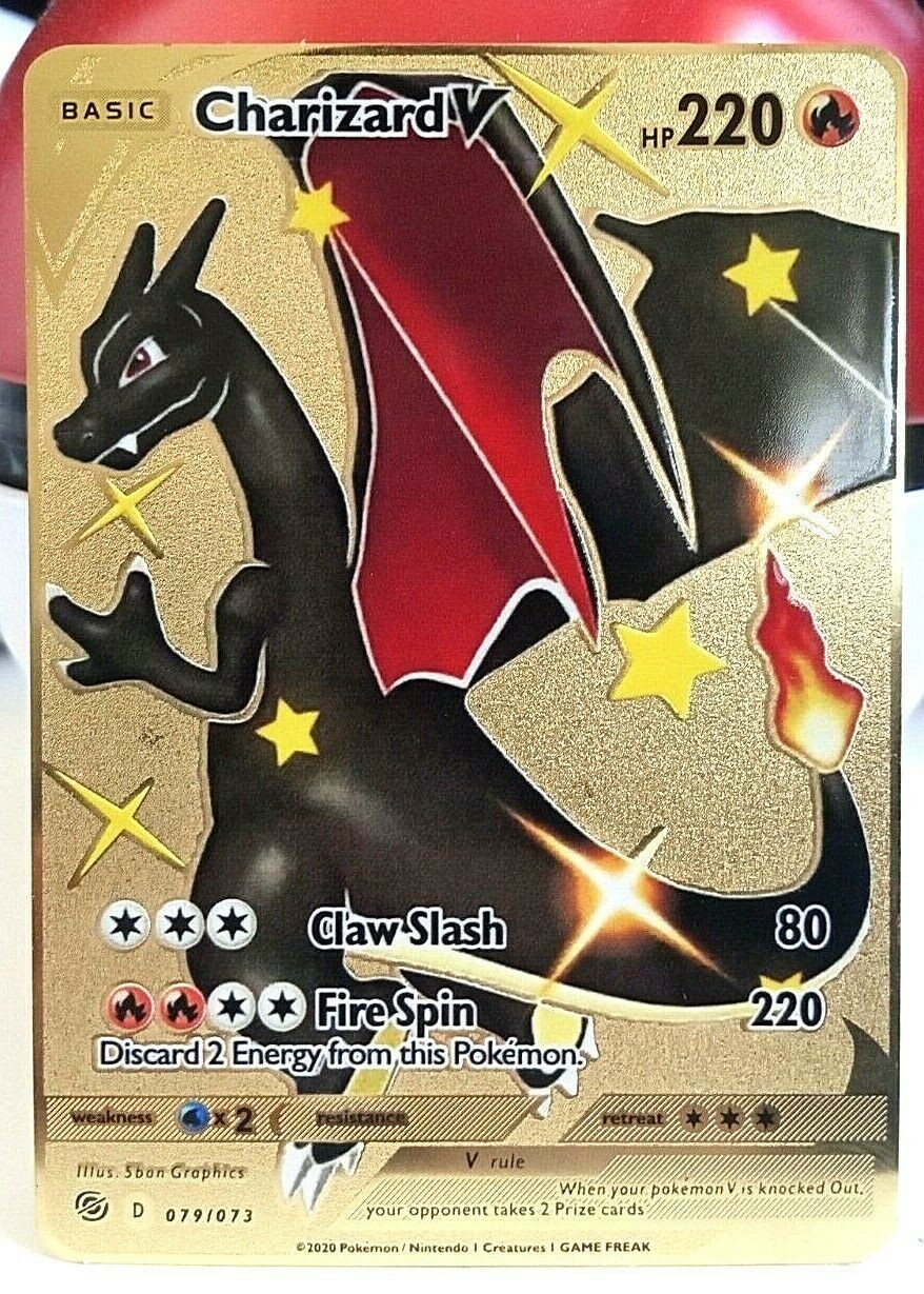 ⭐Carte Pokémon Dracaufeu Charizard V Shiny 79/73 PSA Métal Gold Card Métallique⭐