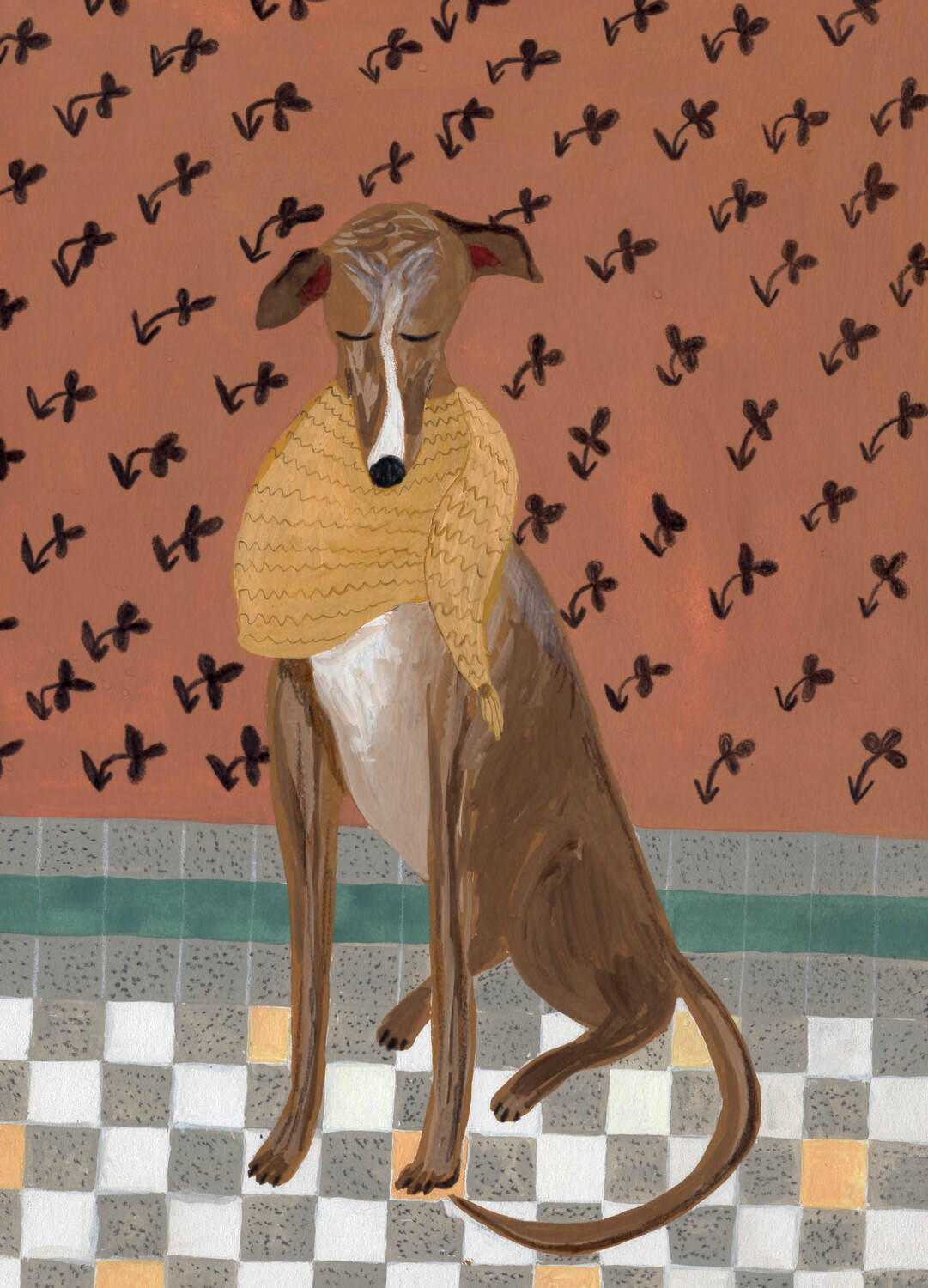 Ansichtkaart Galgo met sjaal