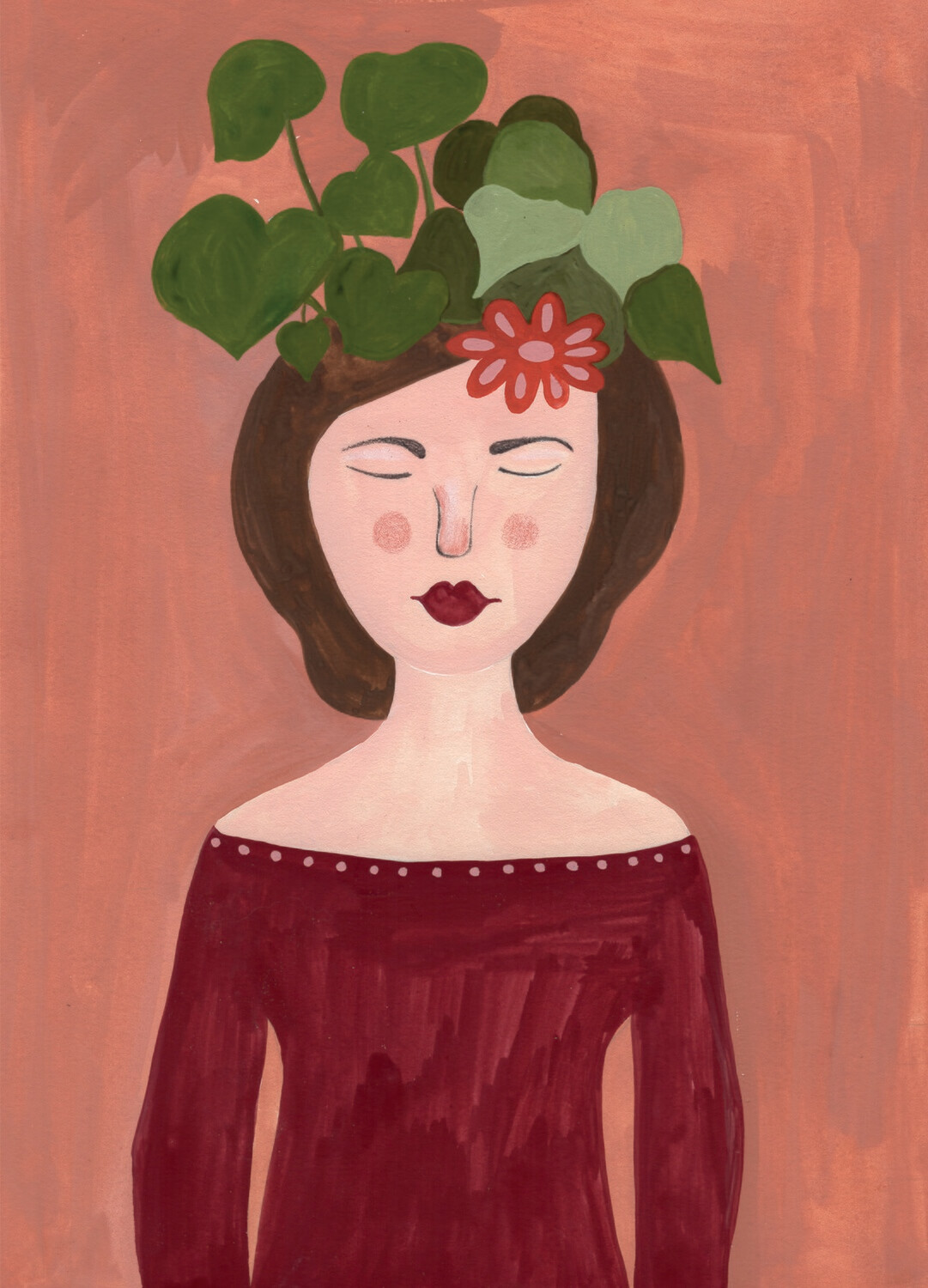Ansichtkaart Plant Girl