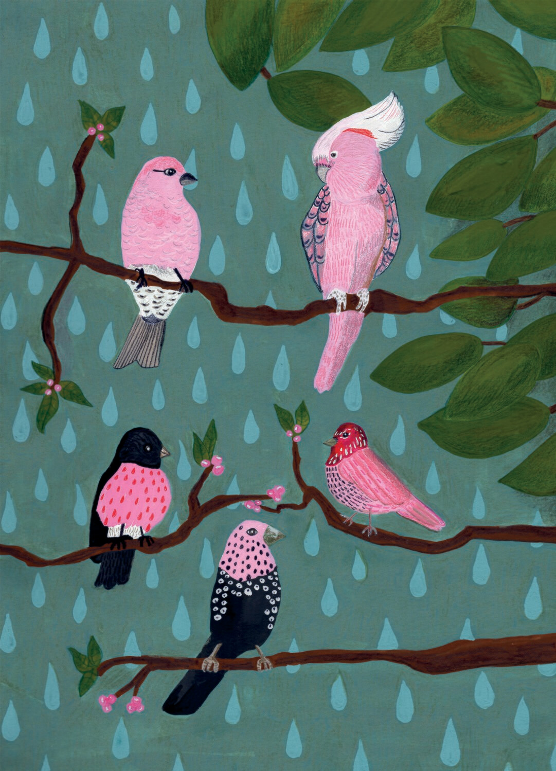 Poster XL "Roze vogels"