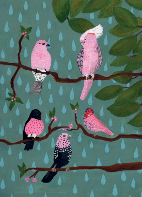 Poster XL "Roze vogels"