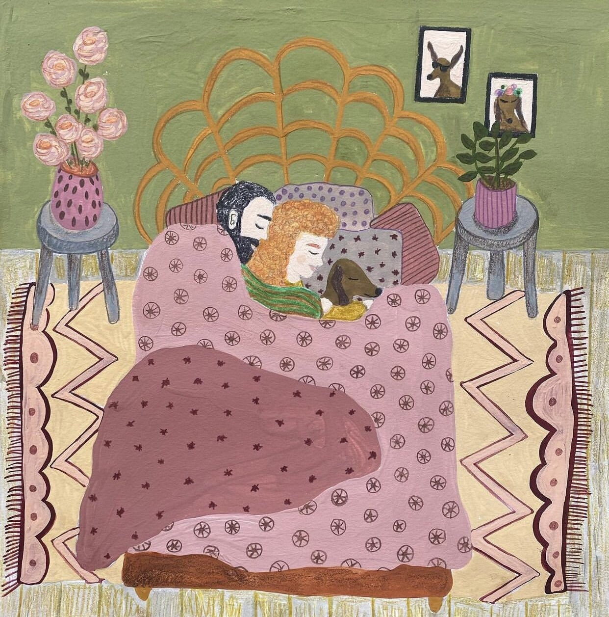 Print  "Teckel in bed"
