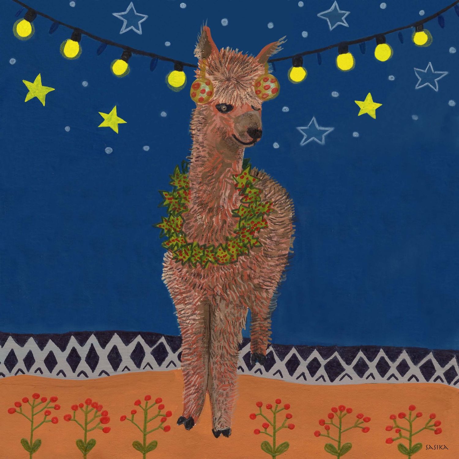 Kerstkaart Lama