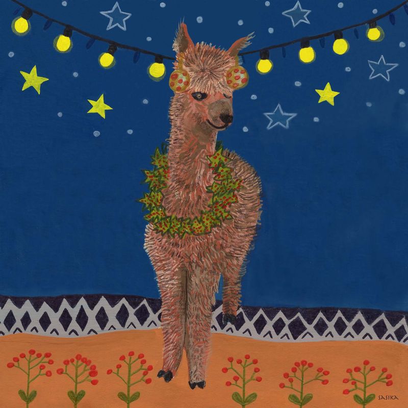Kerstkaart Lama