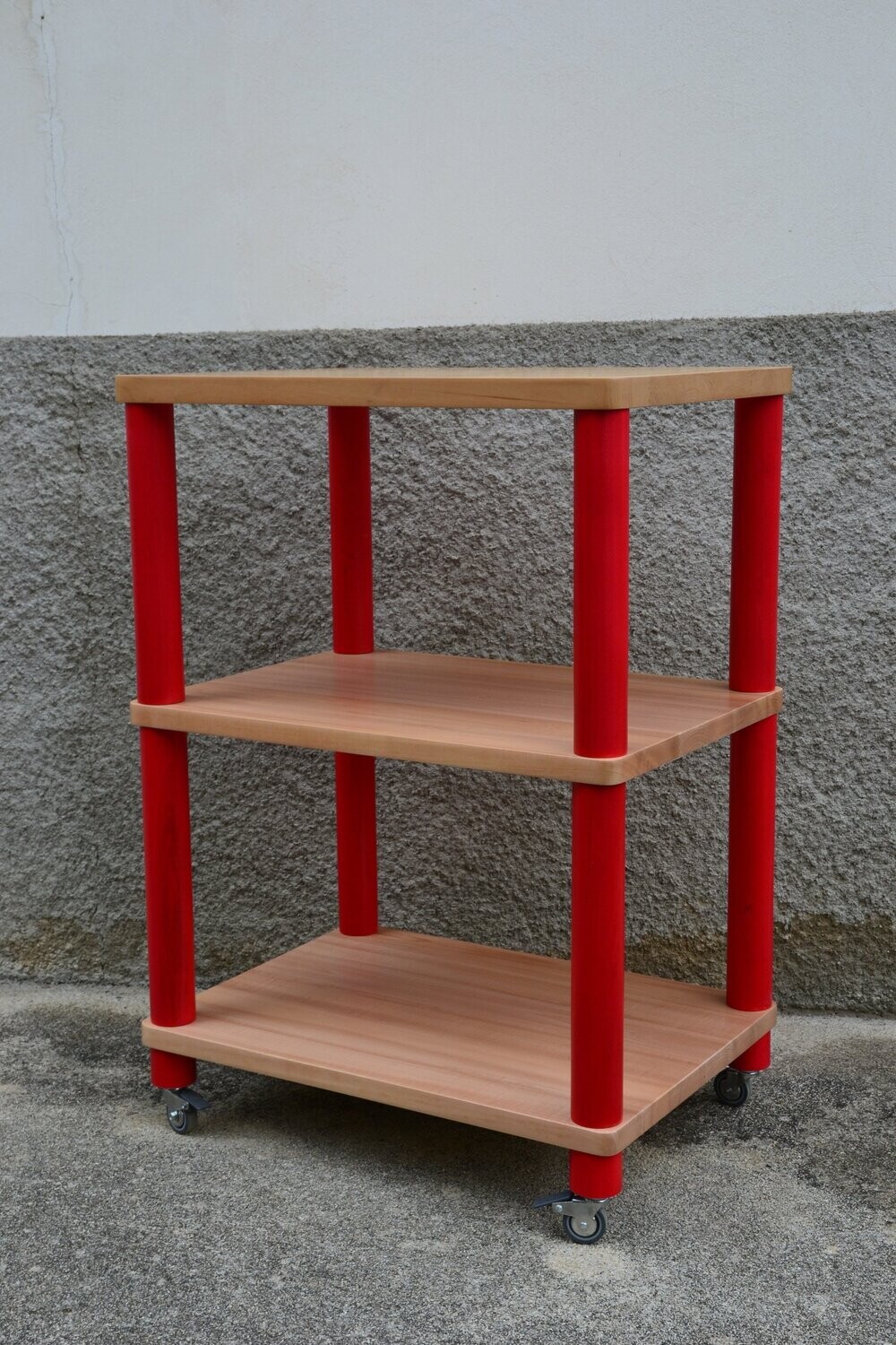Carrello da Cucina, Colore: Naturale e Rosso